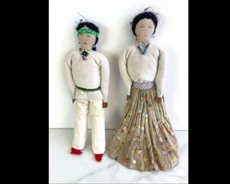Lot 9195 Pair of Vintage Navajo Cloth Dolls Native American Craft