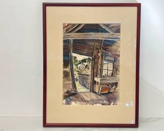 Lot 8846 Harris Barron Signed The Barn Doorway Watercolor Art