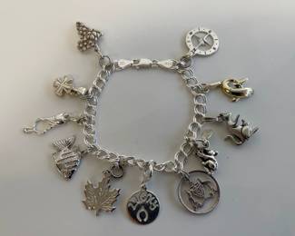 Lot 9218 Sterling Silver Charm Bracelet