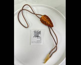 Lot 9160 Handcrafted Bolo Tie w Jack Pine and Pole Lodge Pine Cone