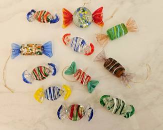 Lot 8987 Murano Art Glass Candy Ornaments