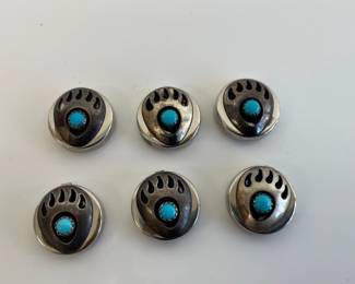 Lot 9216 Turquoise Bear Paw Southwestern Button Covers
