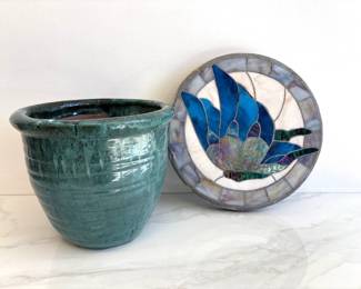 Lot 8877 Garden Planter  Mosaic Stepping Stone