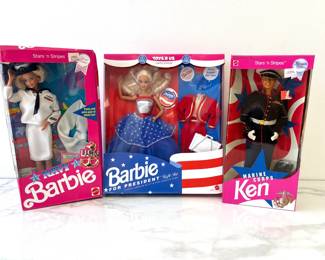 Lot 8796 Vintage Mattel Barbie For President Marine Corps Ken  Navy Barbie Dolls