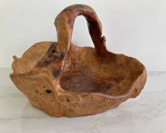 Lot 9246 Hand Carved Wooden Live Edge Basket