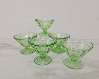 Lot 9122 Vintage Uranium Glass Sherbet Dishes