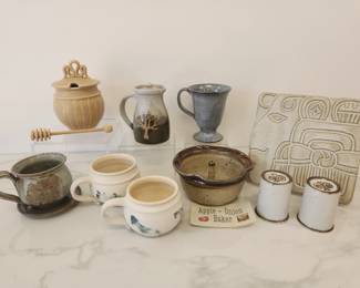 Lot 9080 Studio Pottery Honey Pot  AppleOnion Baker  Mugs  Misc