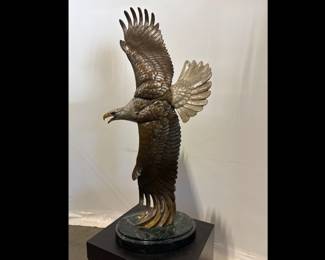 Lot 8634 Large David H Turner Bald Eagle in Flight Spilling the Wind Bronze Sculpture