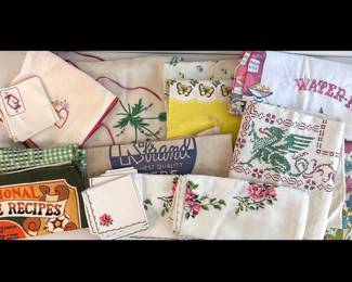 Lot 9152 Vintage Printed  Embroidered Textiles