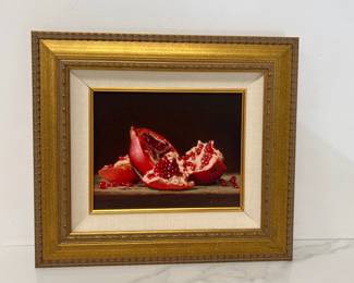 Lot 8858 M. Samimi Signed Original Oil Still Life Painting Art  Pomegranates