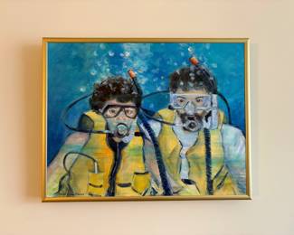 Lot 8567 Janet Pierce Signed Scuba Divers Oil Painting Art