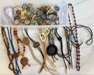 Lot 9228 Vintage Costume Jewelry  Bolo Ties  More