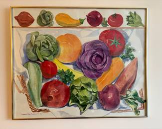 Lot 8561 Suzanne Pool Anzellotti Signed Paper Mache Harvest II Watercolor