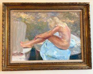 Lot 8576 John De La Vega Signed Nude Oil Painting Art