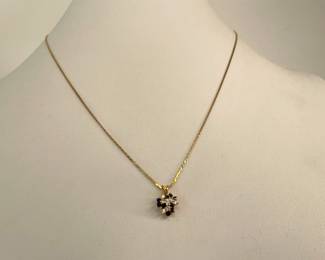 Lot 8535 14K Gold BlueWhite Stone Pendant Necklace