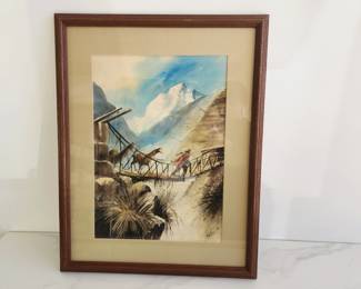 Lot 8756 South American Llama Signed Watercolor Painting Wall Art