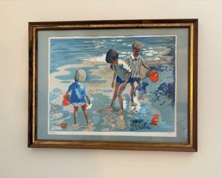 Lot 8554 Charles McCall Signed Numbered Lithograph Art  Children at Beach Scene