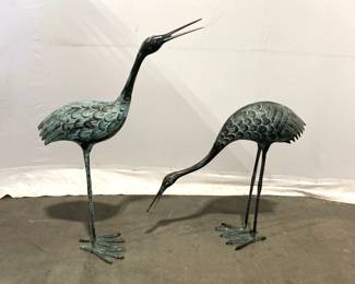 Lot 8382 Hollow Bronze Heron Bird Sculptures