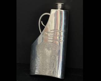 Lot 8786 Sheffield English Pewter Hip Flask Rifle Stock Dog Etching