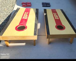 Lot 9378 ESPN Solid Wood Tournament Cornhole Set