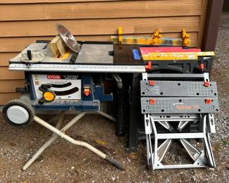 Ryobi Portable Table Saw, Black Decker Workmate 225 And Saw Horses