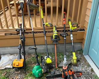 Landscaping Tools Lot Weedwackers, Chainsaw  More