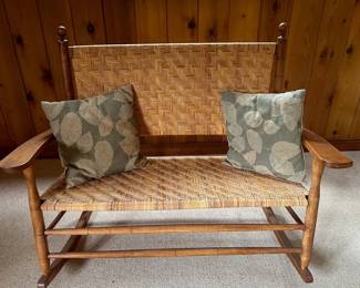 03 Double Rocking Chair With Woven Rush Seat
