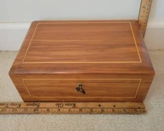 Wooden Lockable Box with Inlaid Design