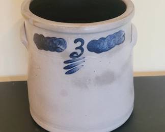 Stoneware Crock with Cobalt Decoration