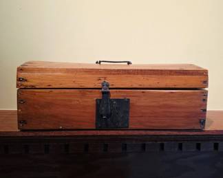 1800’s Wooden Storage Box With Iron Lock