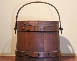 Wooden Bucket with Handle, Circa 19th Century