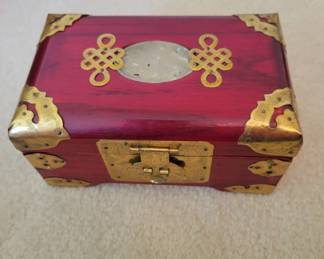 Wooden Jewelry Box with Brass Accents