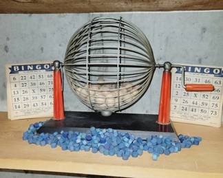 1936 Bingo Game Set with Cage and Cards