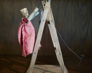 Wooden Articulated Figure on Easel Stand