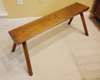 Mid-Century Wooden Bench With Ring Stain