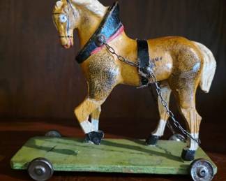 Wooden Horse Pull Toy, 1920s-1930s