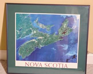 Nova Scotia Satellite Map Print, Framed