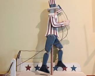 Hand-Painted Uncle Sam Folk Art Automaton