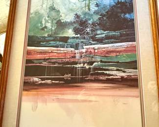 Framed Watercolor Emerald Falls by Michael Atkinson