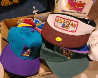 vintage character hats and visors, Mickey, Pac-man