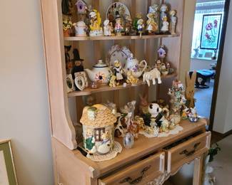 wood display hutch with The Upstairs Downstairs Bears
