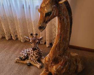 Vintage Boho glazed ceramic giraffe, baby giraffe