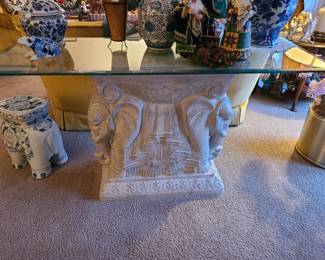 elephant table base with glass top