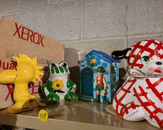 Vintage ceramic banks, Woodstock, made in Japan