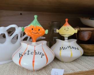vintage Holt Howard Pixieware, Ketchup, Mustard pixie dishes