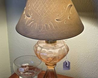Pink Depression Glass Electric Lantern