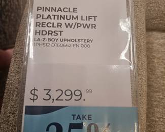 Pinnacle Platinum Lift Recliner $1,200 obo