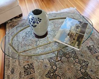 Oval Glass & Brass Coffee Table