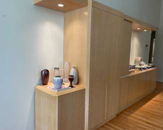 Amazing 14’ custom Amish made bar. Has lights, pull out work top, pullout shelves, lots of storage.