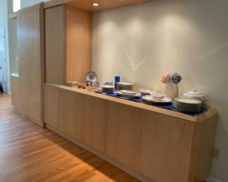 Amazing 14’ custom Amish made bar. Has lights, pull out work top, pullout shelves, lots of storage.